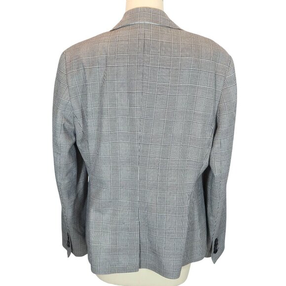 TALBOTS Glen Plaid Wool Blend 2-Button Blazer 8  Black White Preppy Office - Picture 3 of 9
